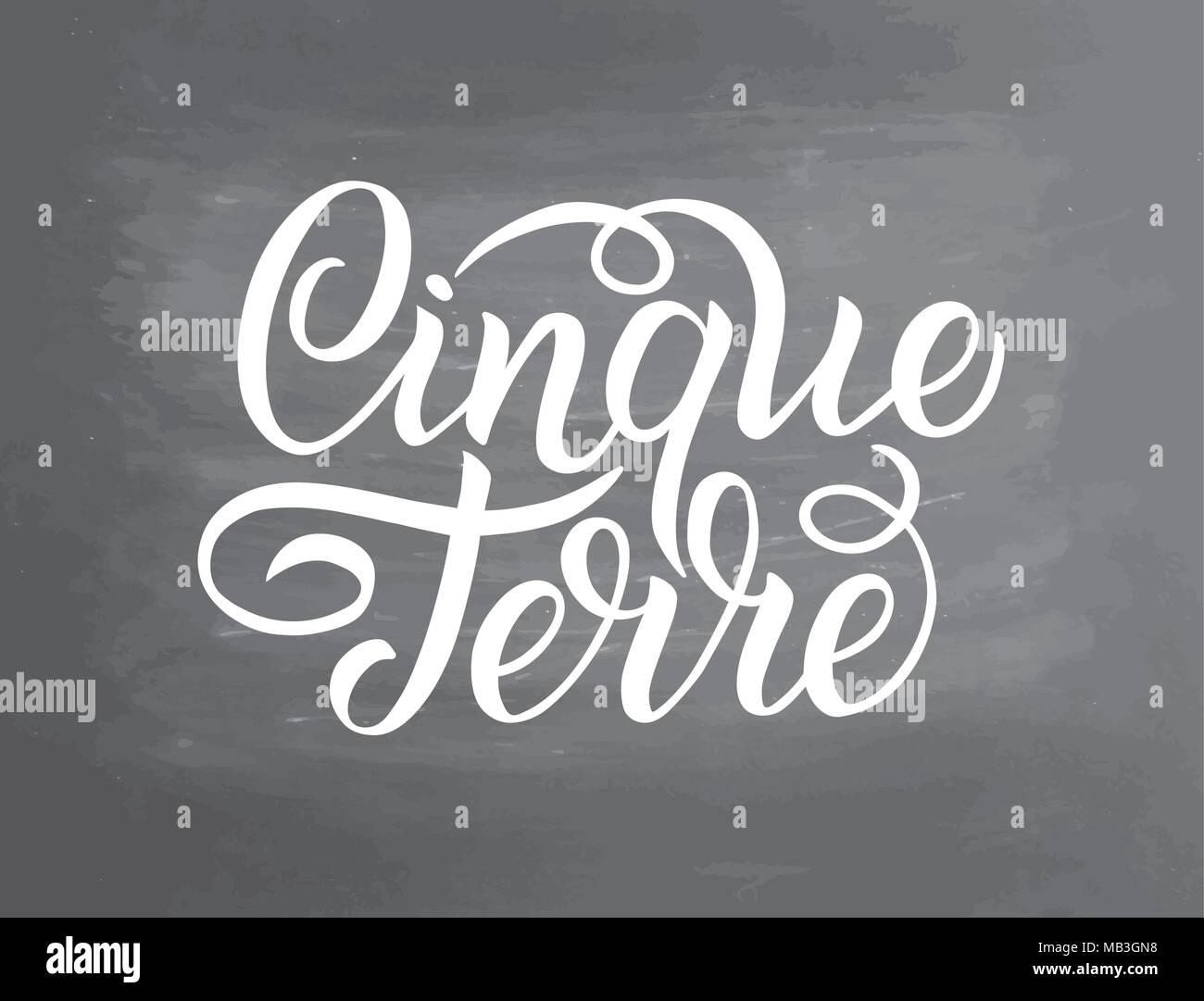 Cinque Terre, Italia handlettering parole. Il logo della città. Vintage calligrafia badge in stile grunge. Grande per t-shirt o poster. Lavagna backg testurizzata Illustrazione Vettoriale