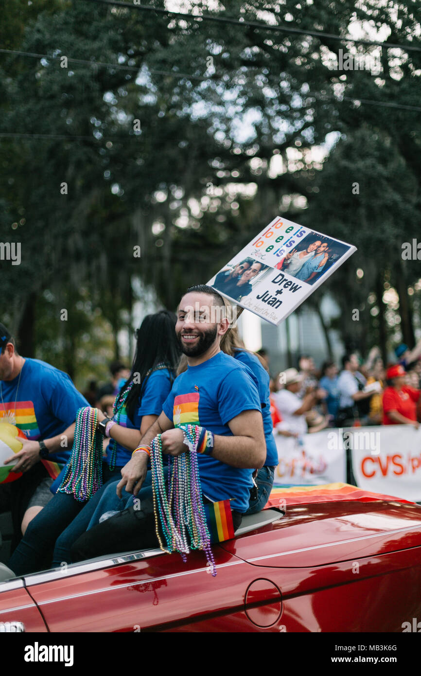 Suntrust mostra il supporto al Pride Parade in downtown Orlando (2016). Foto Stock