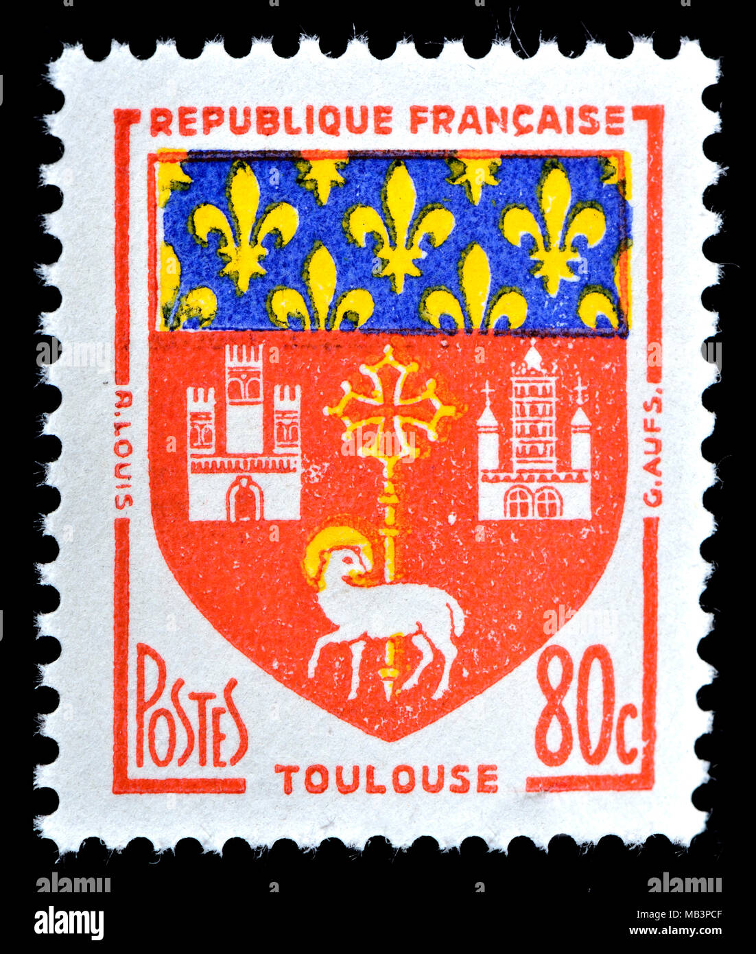Il francese francobollo (1958) : Stemma: Toulouse Foto Stock