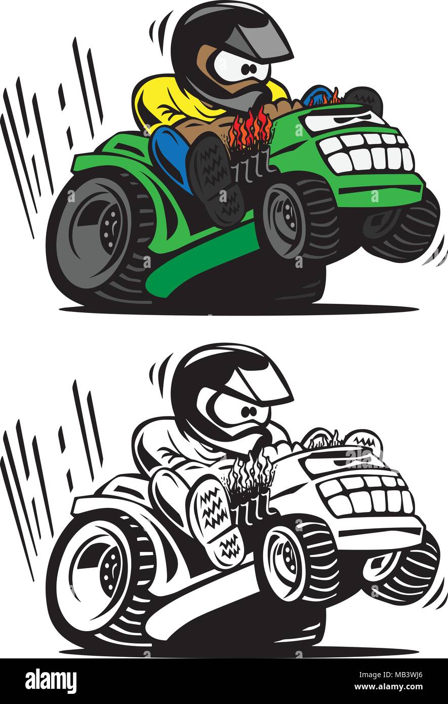 Cartoon racing tosaerba illustrazione vettoriale Illustrazione Vettoriale