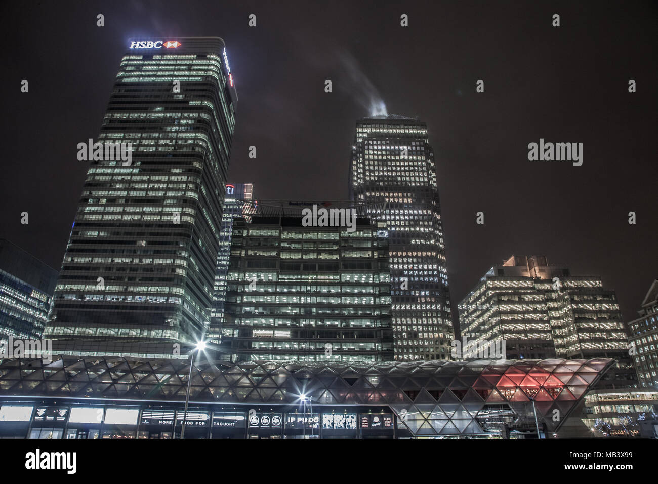 La fotografia notturna sulla Isle of Dogs Foto Stock