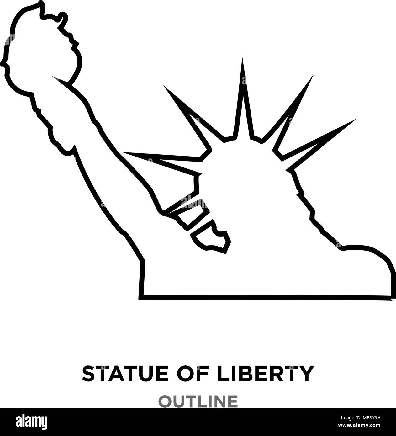 Statua della Libertà delineano su sfondo bianco Illustrazione Vettoriale