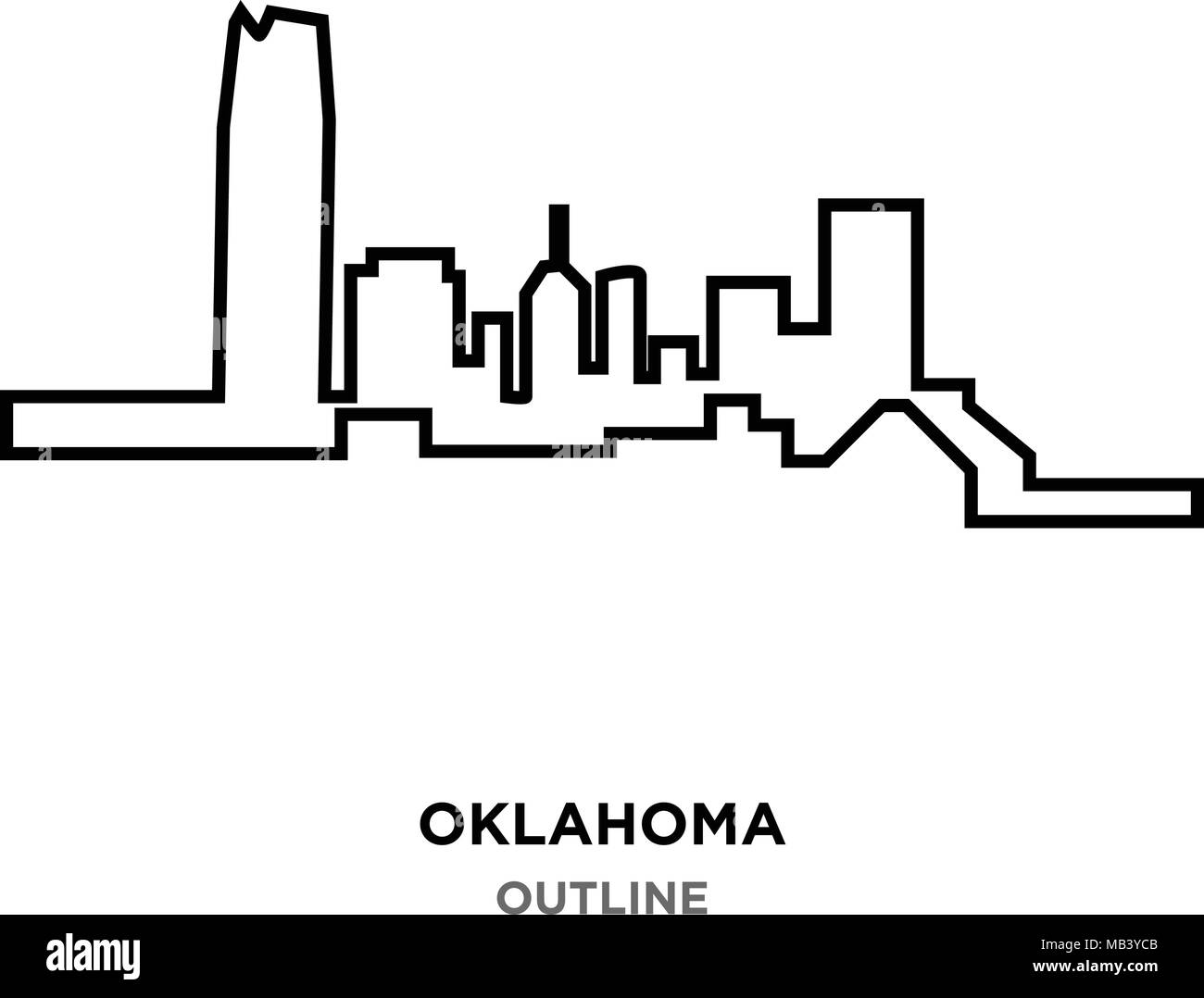 Oklahoma delineano su sfondo bianco Illustrazione Vettoriale