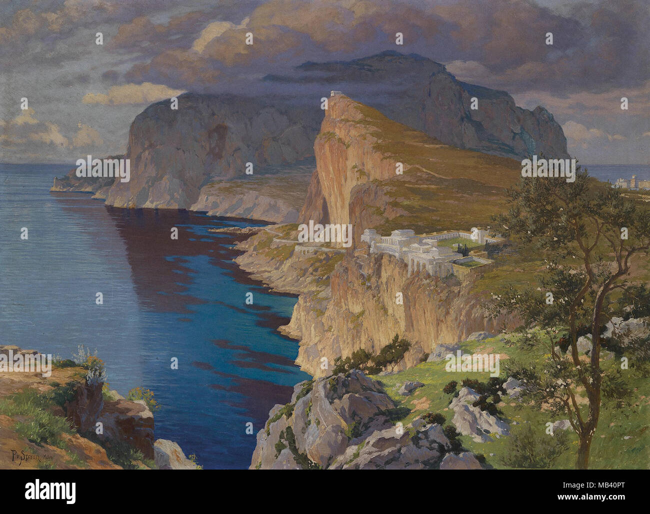 Spaun Paul von - ideale rappresentazione della Villa Jovis sull' isola di Capri Foto Stock