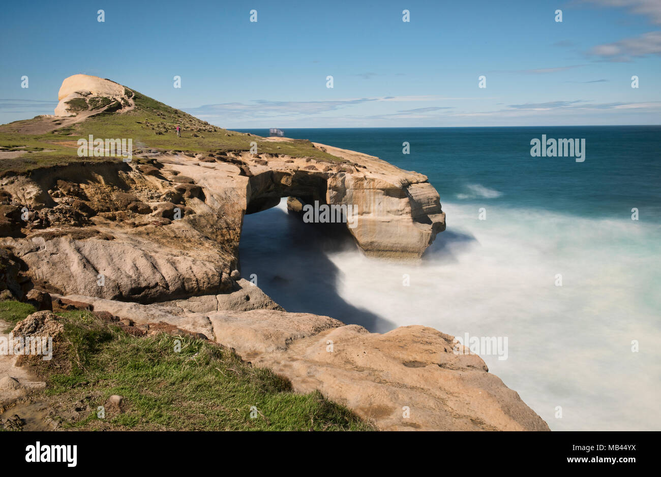 Tunnel drammatico Beach, Dunedin, Nuova Zelanda Foto Stock