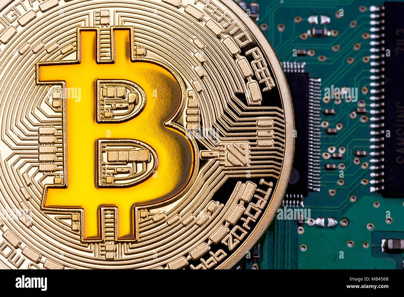 Foto golden bitcoin. Foto Stock