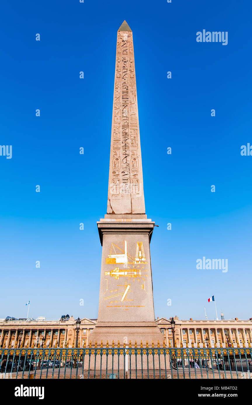 Obelisco place de la Concorde nella città di Parigi in Francia Foto Stock