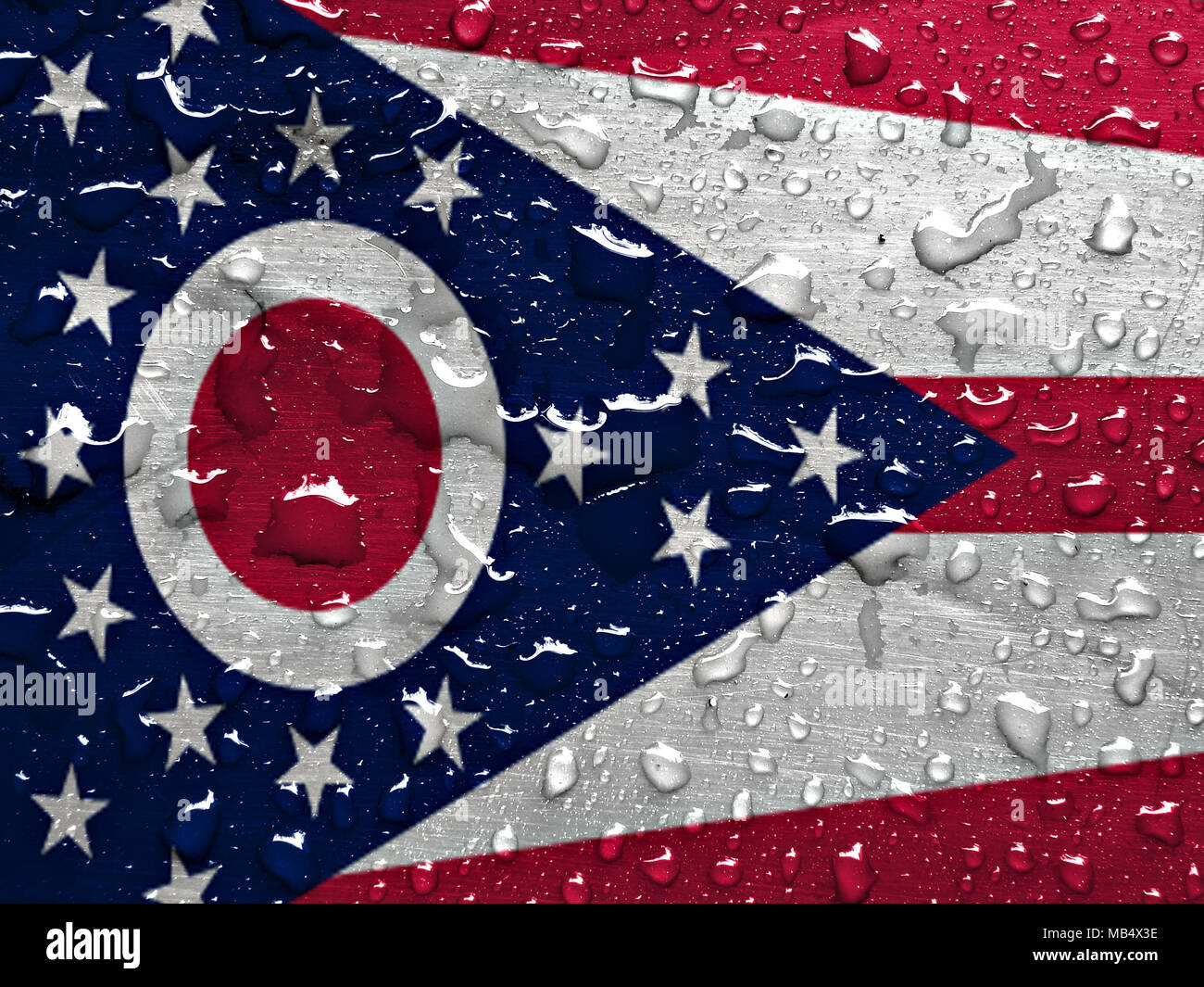 Bandiera di Ohio con gocce di pioggia Foto Stock