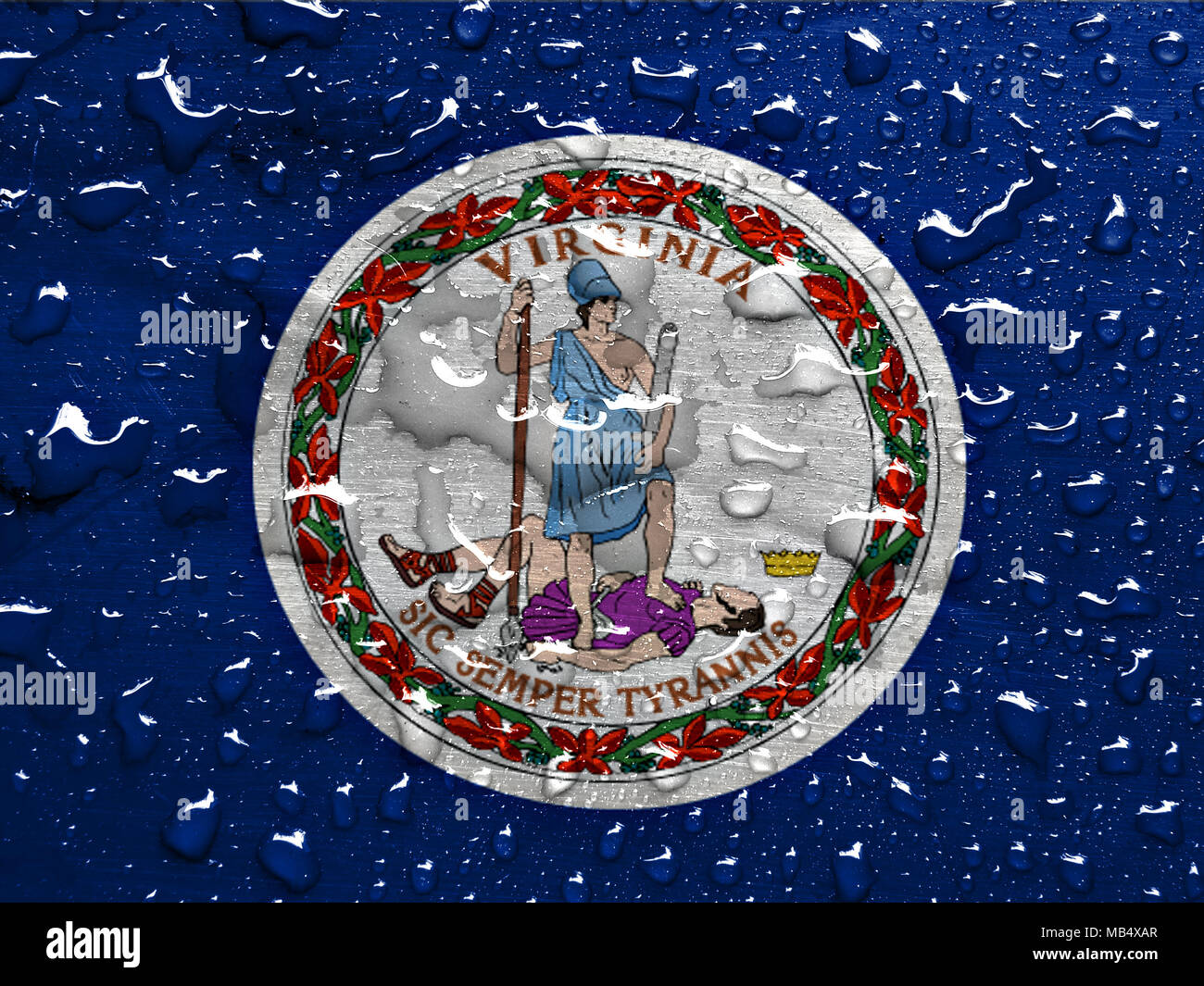 Bandiera della Virginia con gocce di pioggia Foto Stock