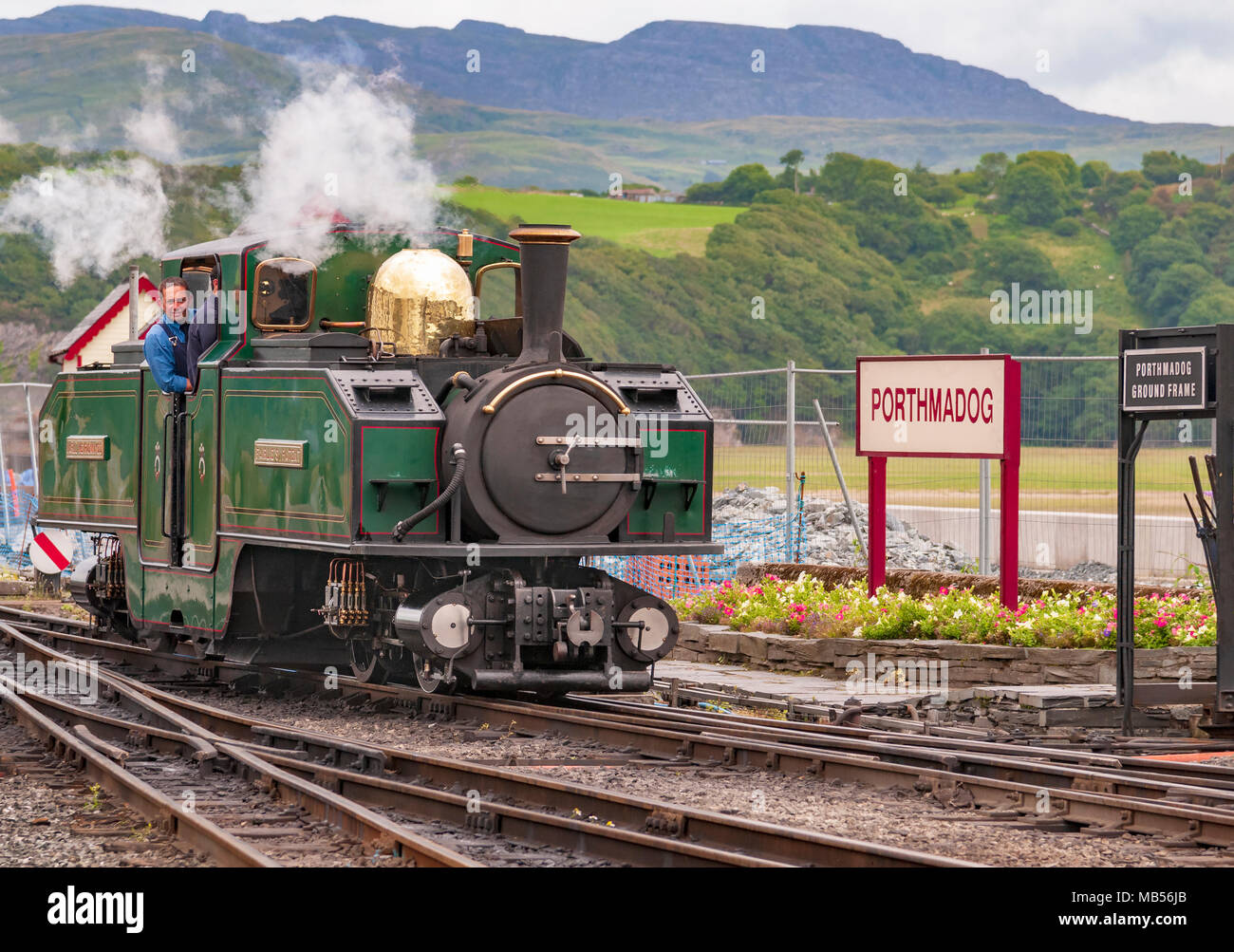 Conte di Merioneth II un 0-4-4-0 Double Fairlie era il terzo locomotore per essere costruito dalla Festiniog Azienda ferroviaria nei propri laboratori presso Boston Lo Foto Stock