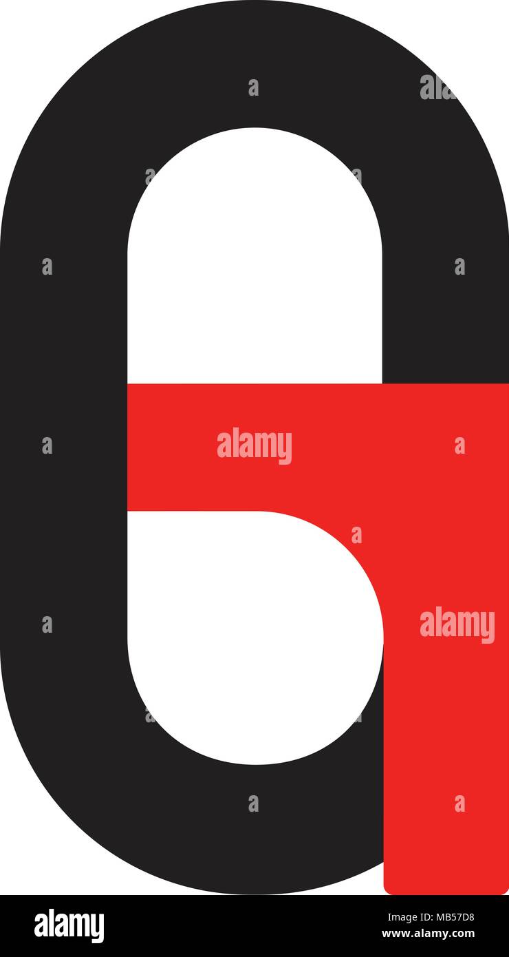 G G Logo logotipo - font inglese lettera maiuscola - latino moderno font grassetto alfabeto, lettere maiuscole e numeri. Vettore, due colori - rosso e nero. Illustrazione Vettoriale