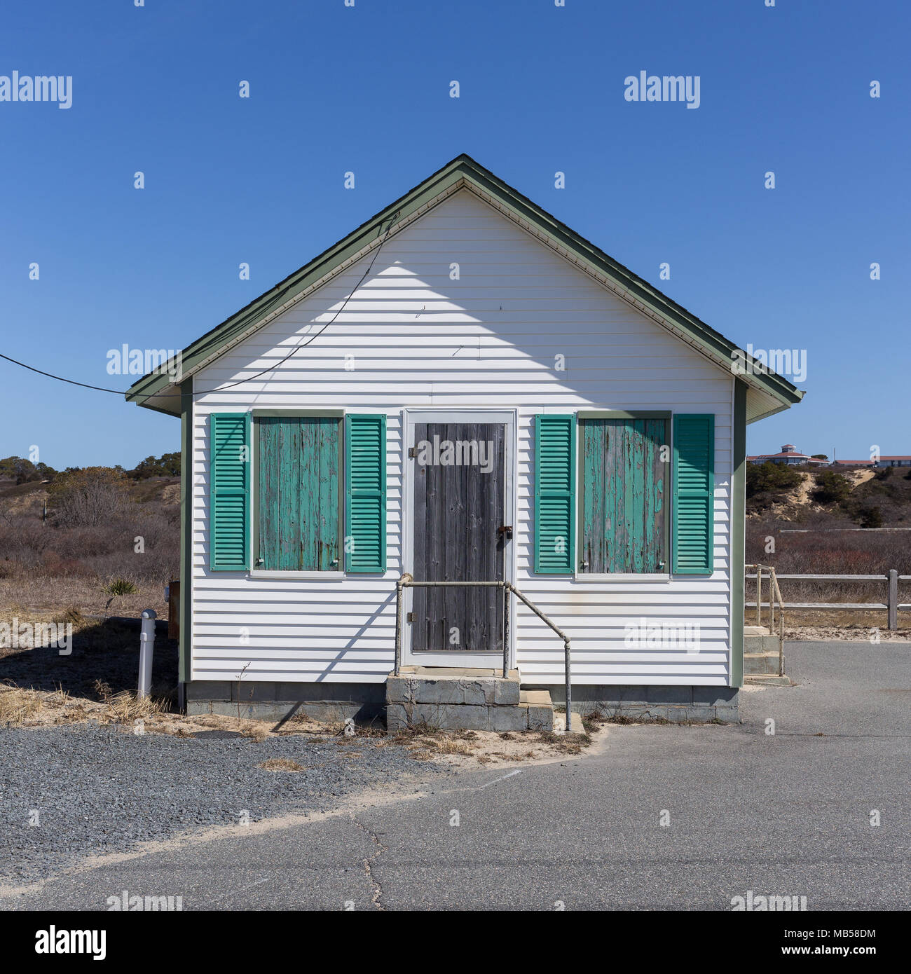 Un'annata di affitto settimanale bungalow sulla spiaggia di Truro su Cape Cod. Foto Stock