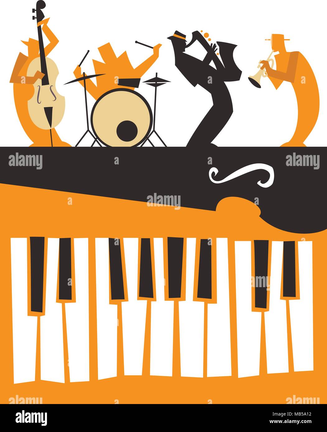 La musica jazz - retrò illustrazione piatta Illustrazione Vettoriale