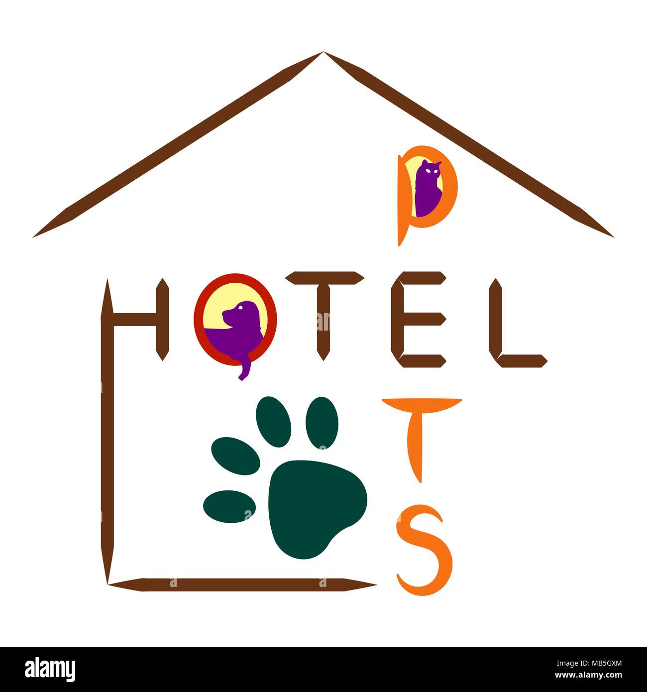 Icona Hotel per animali domestici su uno sfondo bianco. Illustrazione Vettoriale