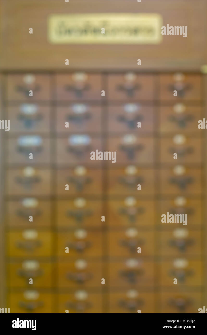 Abstract foto sfocata del catalogo della biblioteca carte Foto Stock