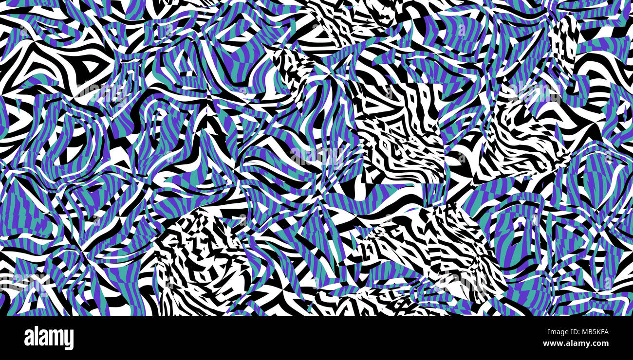 Blue Seamless scarti coccolone sfondo. Sharp forme angolare sulla texture in bianco e nero. Contrasto coccolone Ragged lembi sullo sfondo. Foto Stock