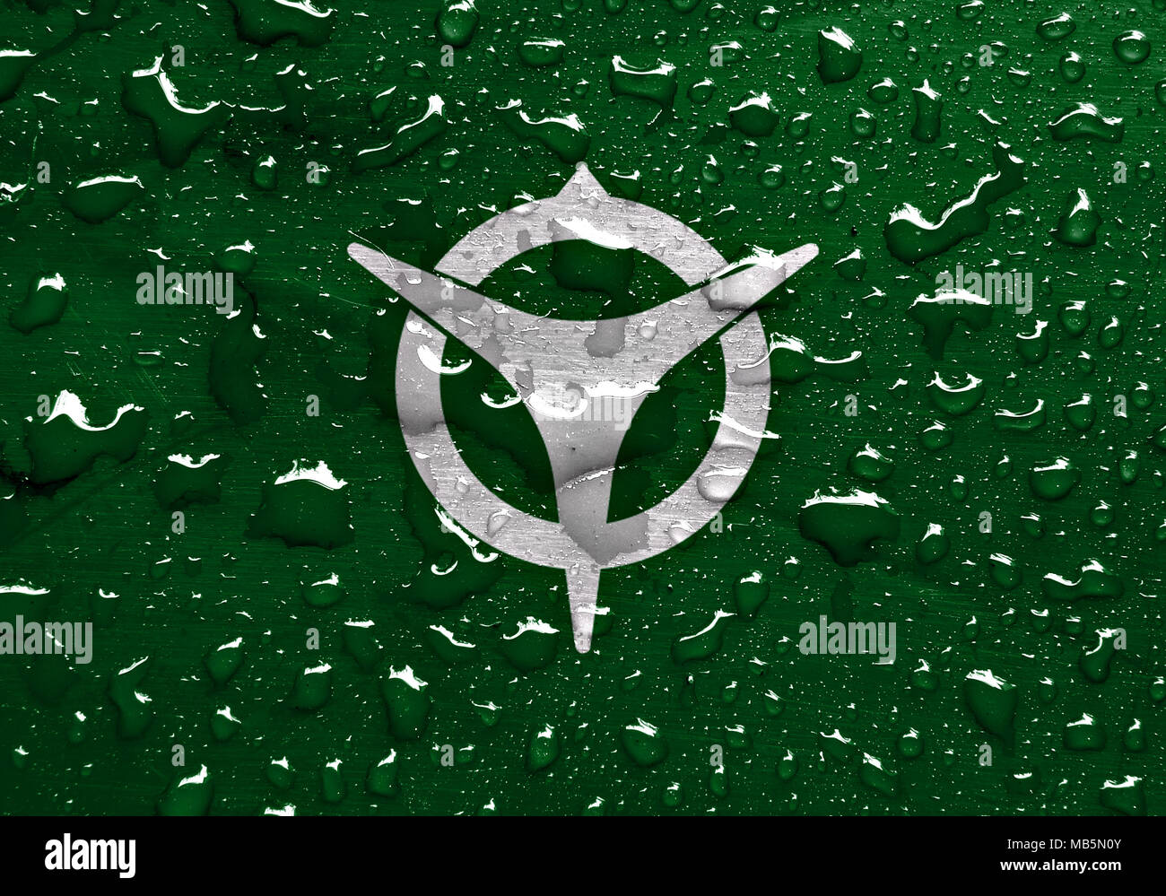 Bandiera di Uji con gocce di pioggia Foto Stock