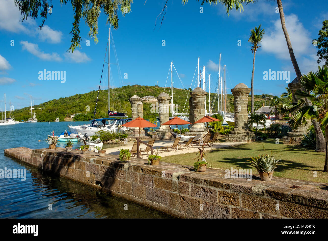 Ammiragli' Inn e il Ristorante Pillars, Nelson's Dockyard, English Harbour, Antigua Foto Stock