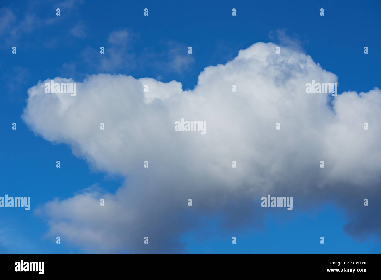 Abstract white big cloud su fondo blu intenso Foto Stock