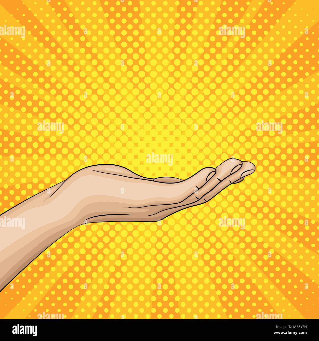 Girato a mano il palmo verso l'alto, mano aperta. Illustrazione Vettoriale
