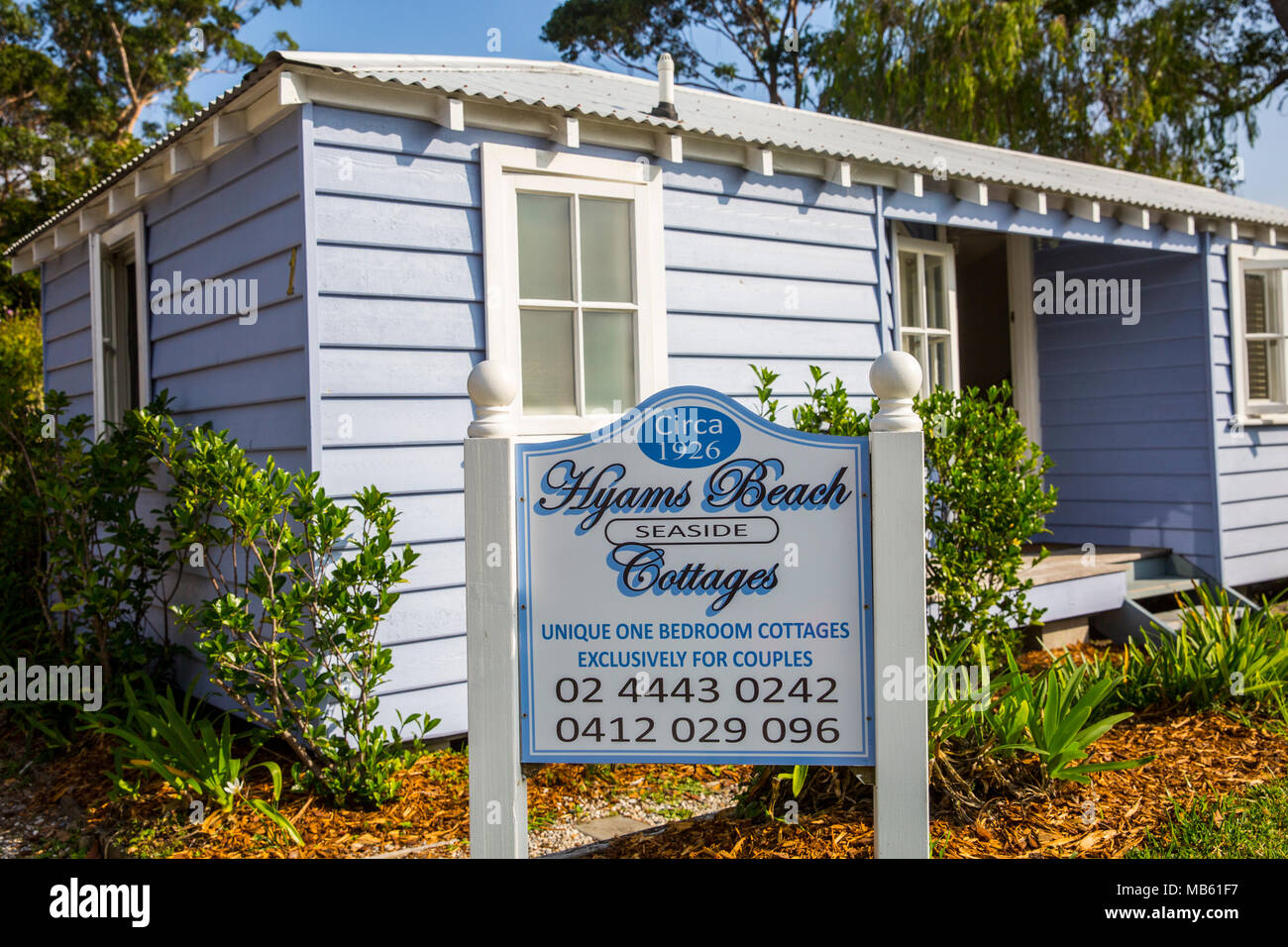 Cottage Whalers ora disponibile in affitto per stare in spiaggia Hyams,Jervis Bay national park, Australia Foto Stock