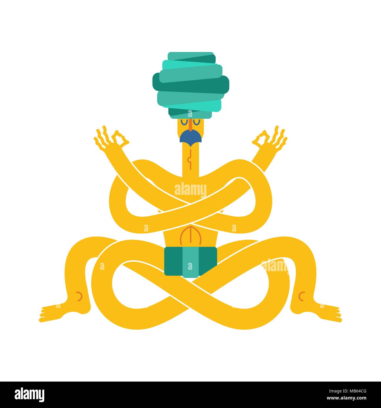 Yogi indiano nella posizione del loto. Yoga in turbante. Relax e meditazione. spirituali, mentali e pratiche di fisica Illustrazione Vettoriale