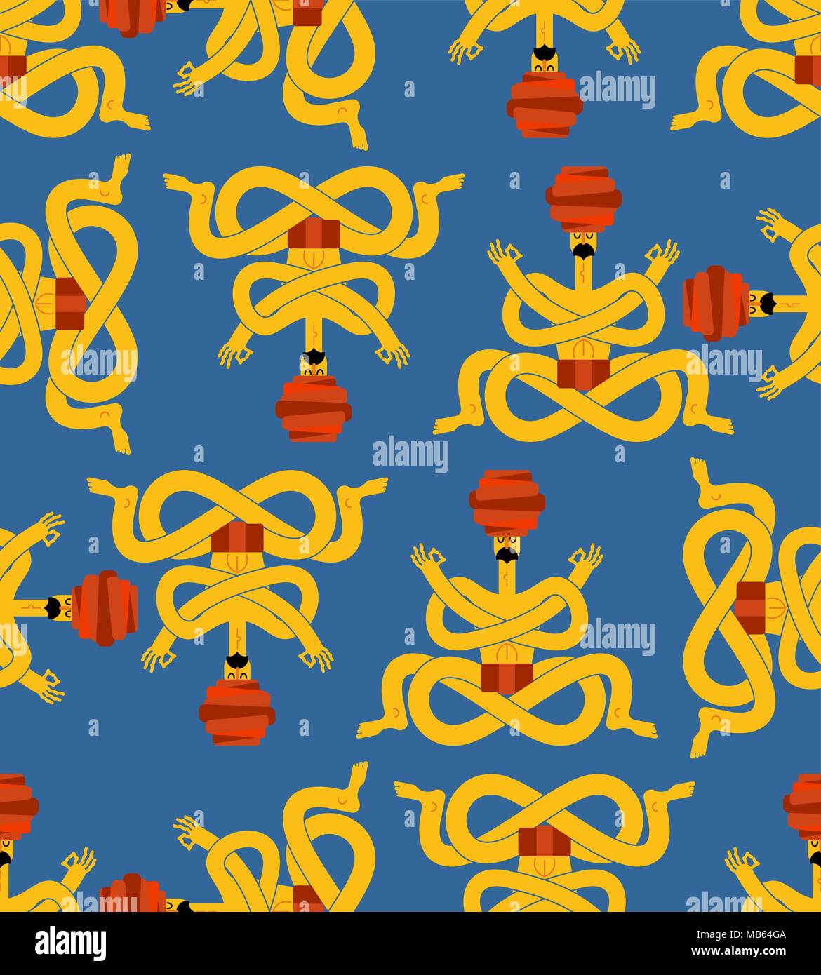 Yogi seamless pattern. Yoga indiano turbante in background. Relax e meditazione. spirituale, mentali e fisici e pratiche. Illustrazione Vettoriale