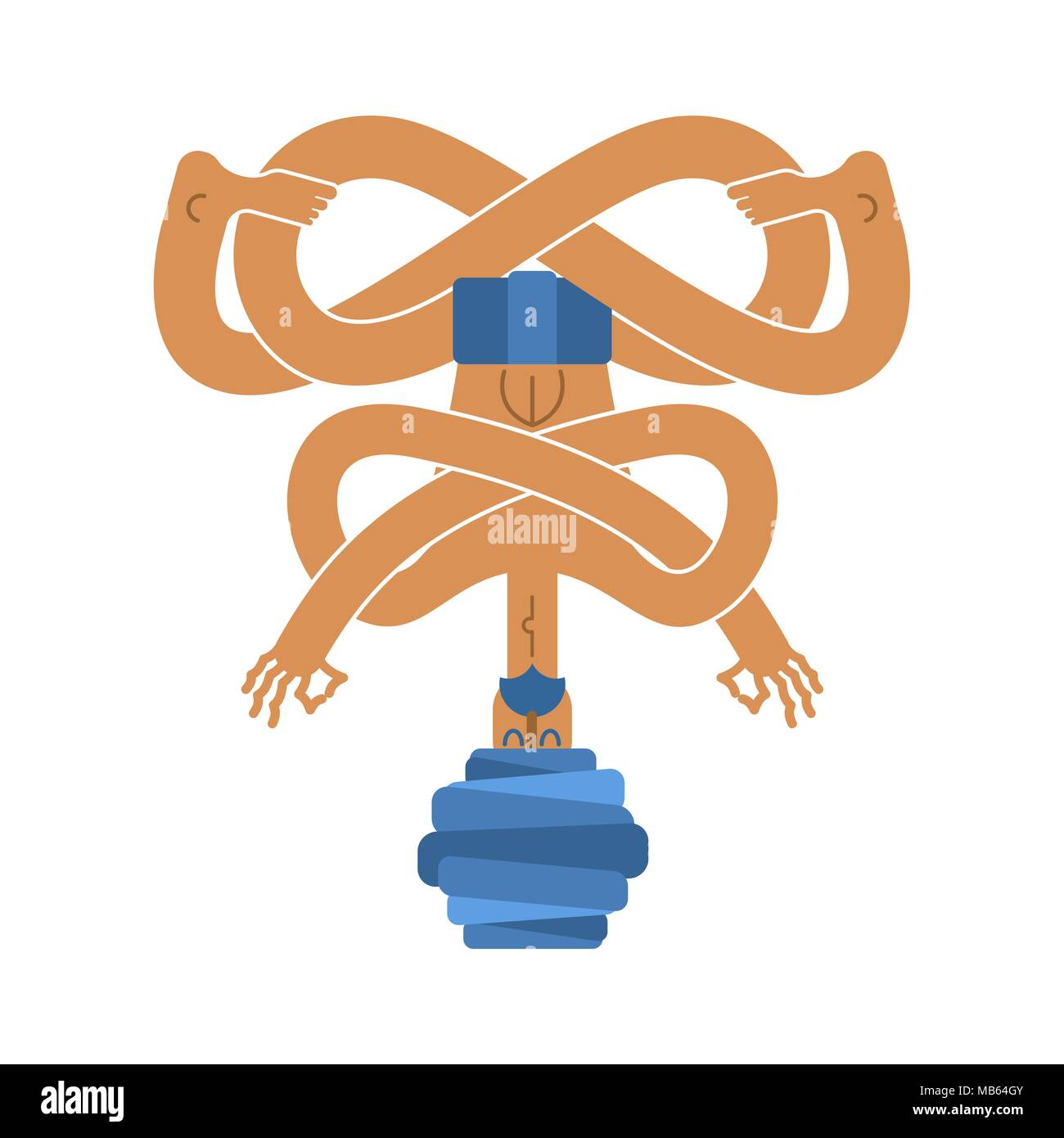 Yogi indiano nella posizione del loto. Yoga in turbante. Relax e meditazione. spirituali, mentali e pratiche di fisica Illustrazione Vettoriale