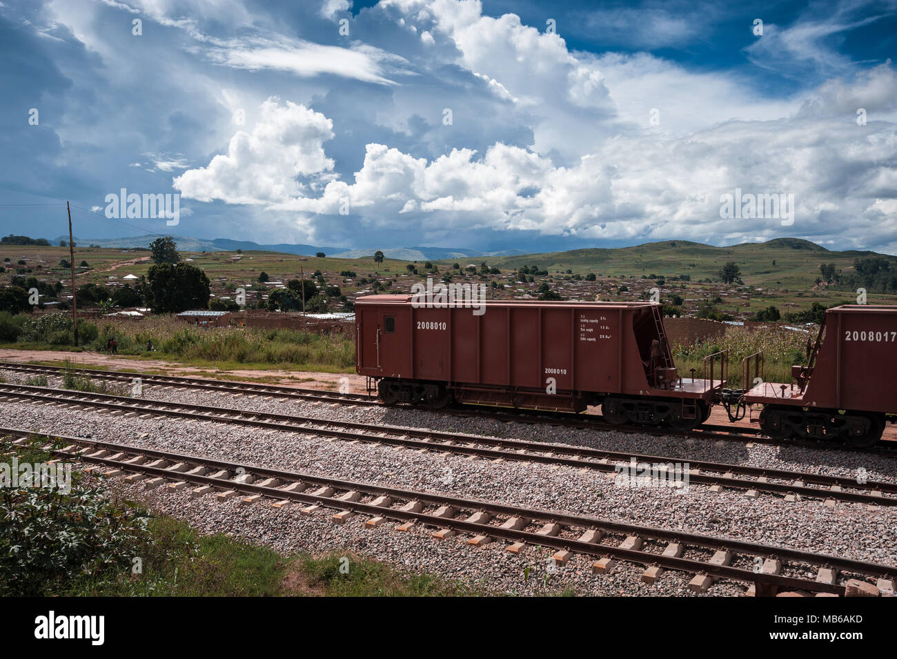 La stazione ferroviaria di Benguela collega la Atlantic porto di Lobito alla frontiera orientale città di Luau Foto Stock
