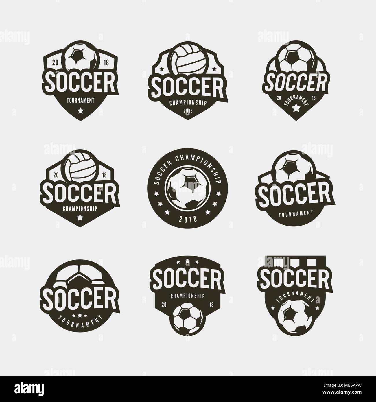 Set di football, calcio loghi. sport emblemi. illustrazione vettoriale Illustrazione Vettoriale