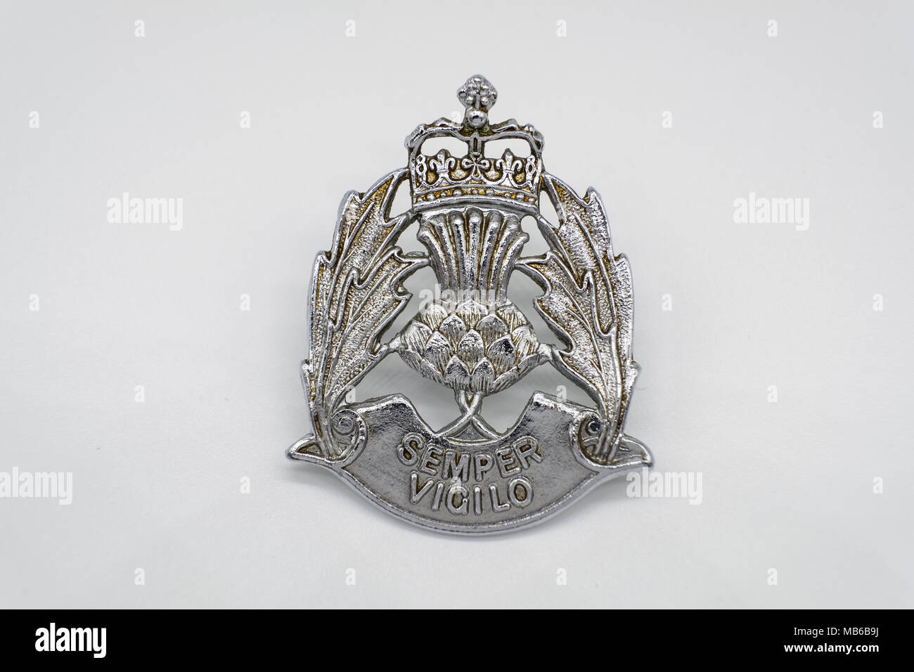 Badge cappuccio dai giorni della polizia di Strathclyde prima della dissoluzione della forza per poi divenire la polizia scozzese. Foto Stock