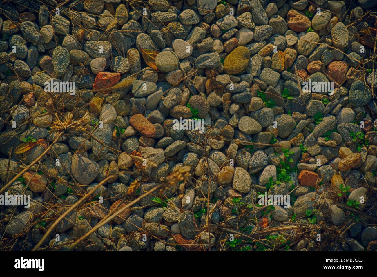 Tessitura della pietra, roccia livello superficiale, di ghiaia sfondo per sito web o dispositivi mobili. Foto Stock