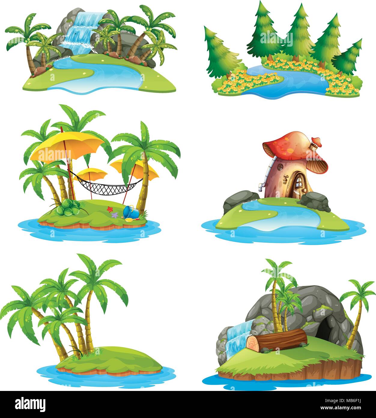 Diverse scene di isole illustrazione Illustrazione Vettoriale