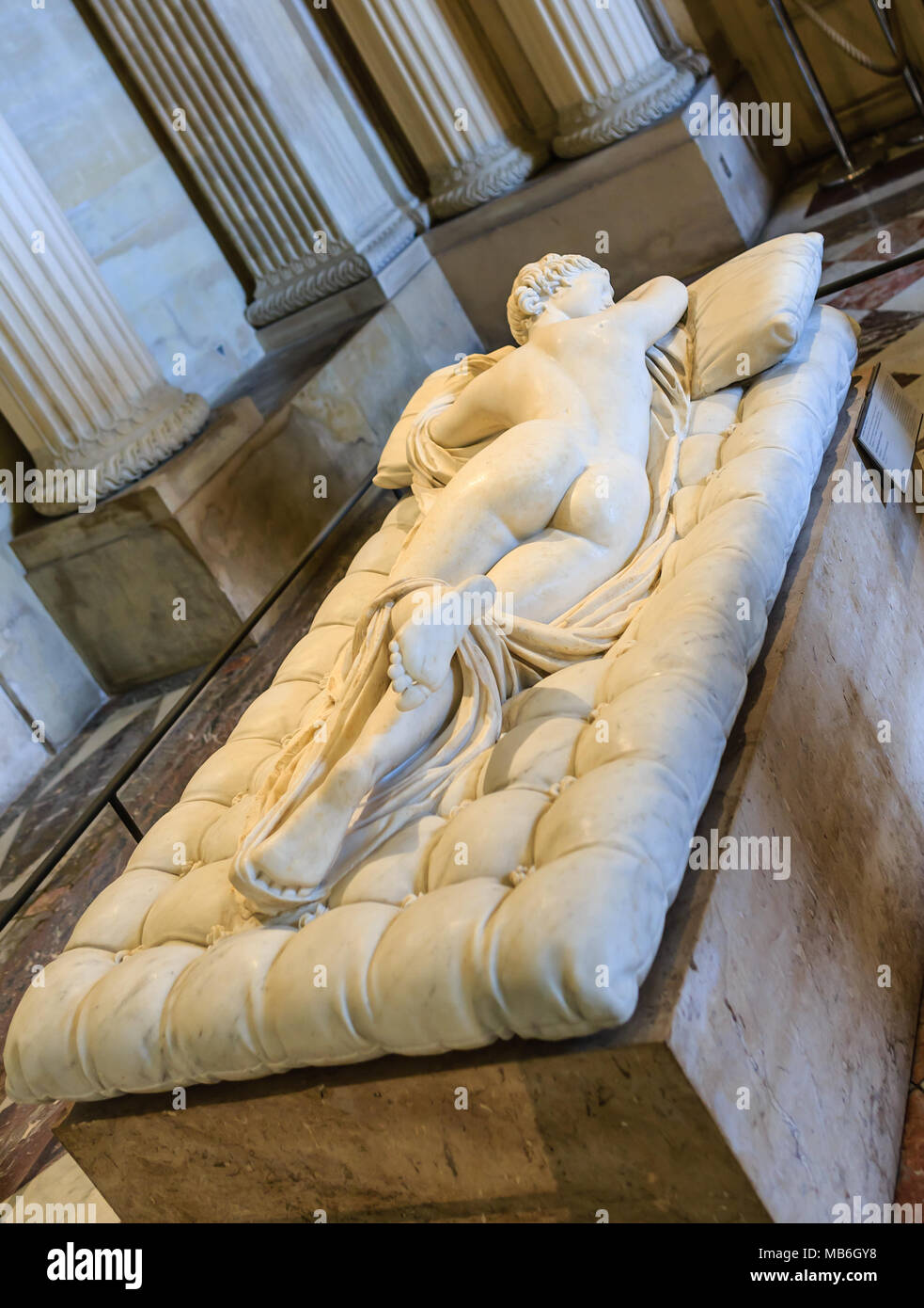 Sleeping Hermaphroditus. Scultura da Borghese. Parigi, Francia Foto Stock
