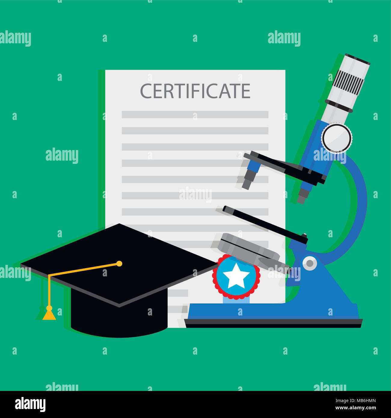 Diploma di laurea in Scienze del concetto. L educazione e la conoscenza di laurea, diploma e laurea in Scienza Università, illustrazione vettoriale Illustrazione Vettoriale