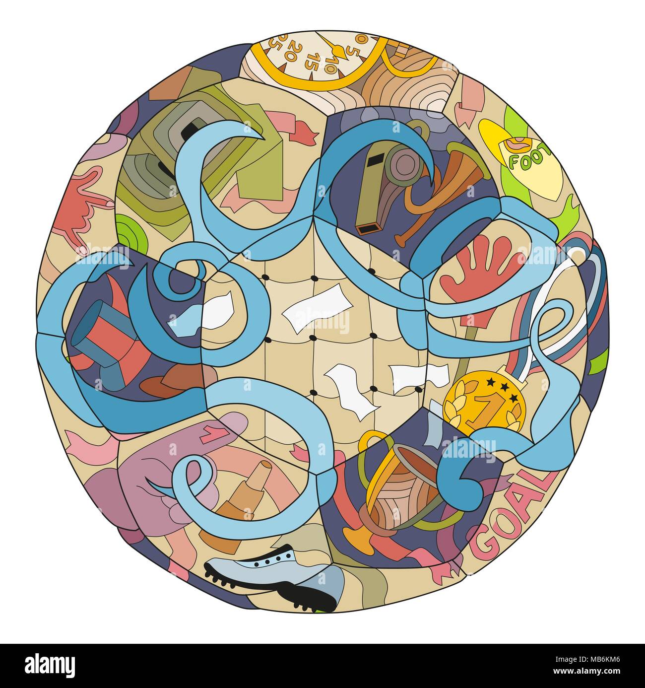 Pallone Da Calcio Zentangle Stilizzato Per T Shirt Design