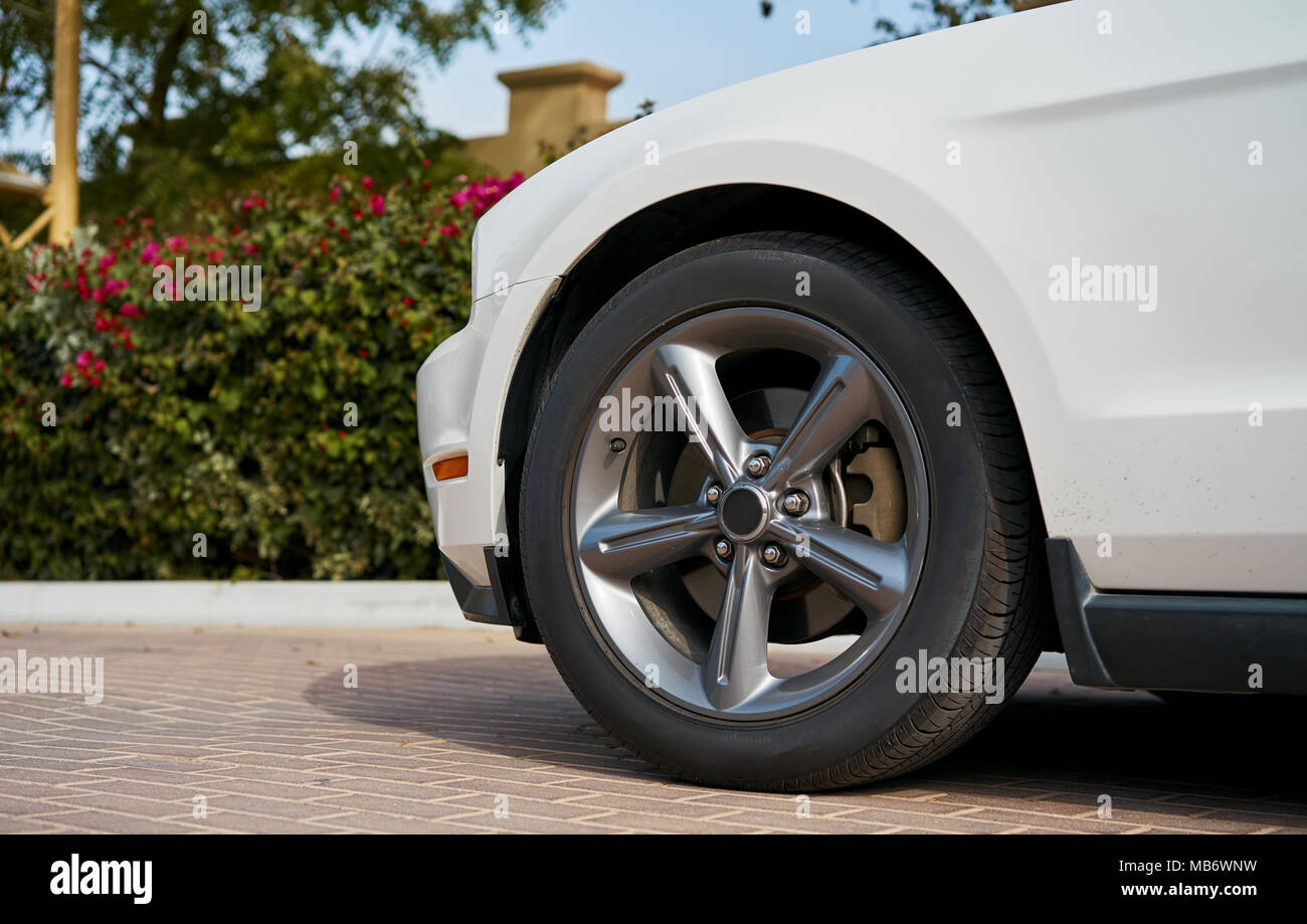 Potente ed elegante auto nel parcheggio Foto Stock