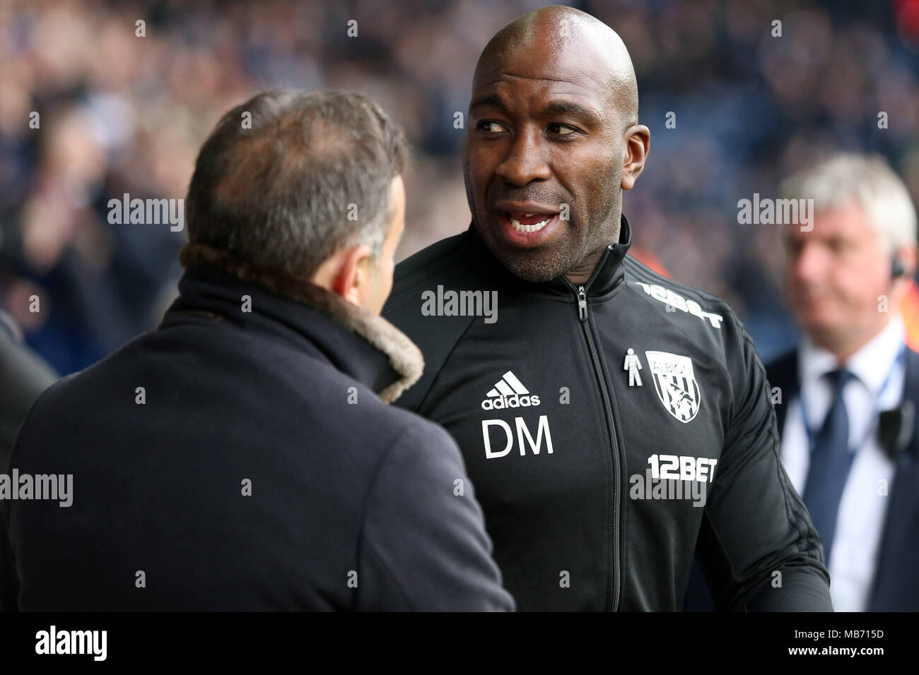 West Bromwich, Regno Unito. Il 7 aprile 2018. West Bromwich Albion caretaker manager Darren Moore. Premier League, West Bromwich Albion v Swansea City a The Hawthorns Stadium in West Bromwich sabato 7 aprile 2018. Questa immagine può essere utilizzata solo per scopi editoriali. Solo uso editoriale, è richiesta una licenza per uso commerciale. Nessun uso in scommesse, giochi o un singolo giocatore/club/league pubblicazioni. Pic da Paolo Roberts/Andrew Orchard fotografia sportiva/Alamy Live news Foto Stock