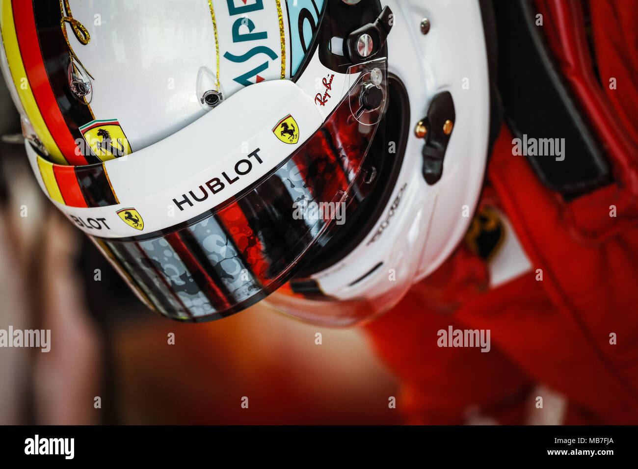 Sebastian Vettel (GER), la Scuderia Ferrari SF71H, ritratto durante 2018 Formula 1 Campionato del Mondo FIA, Bahrain Grand Prix, a Sakhir dal 5 Aprile al 8 | Utilizzo di tutto il mondo Foto Stock