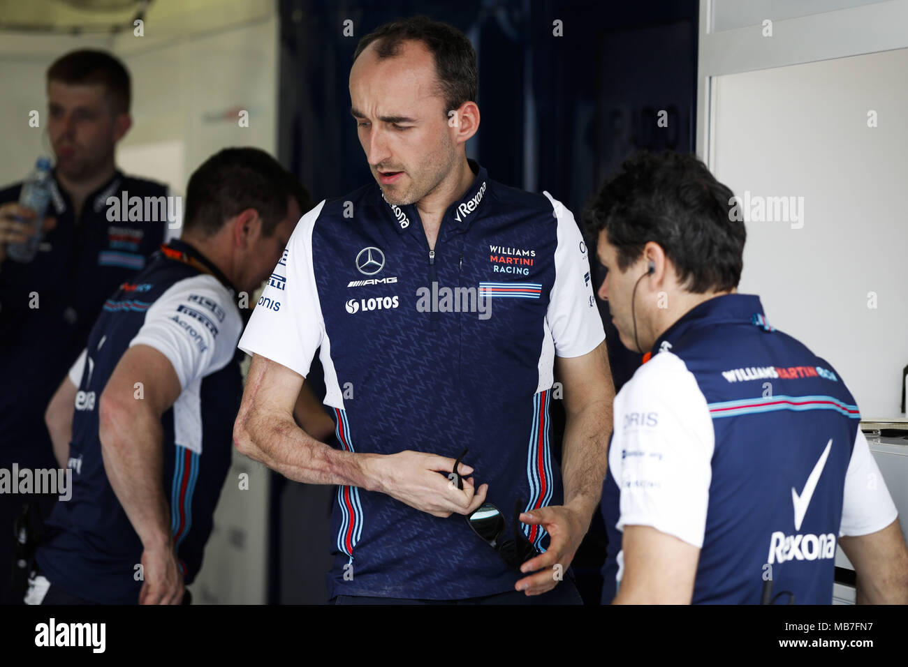 Robert Kubica (POL), Williams F1 Mercedes FW41, ritratto durante 2018 Formula 1 Campionato del Mondo FIA, Bahrain Grand Prix, a Sakhir dal 5 Aprile al 8 | Utilizzo di tutto il mondo Foto Stock