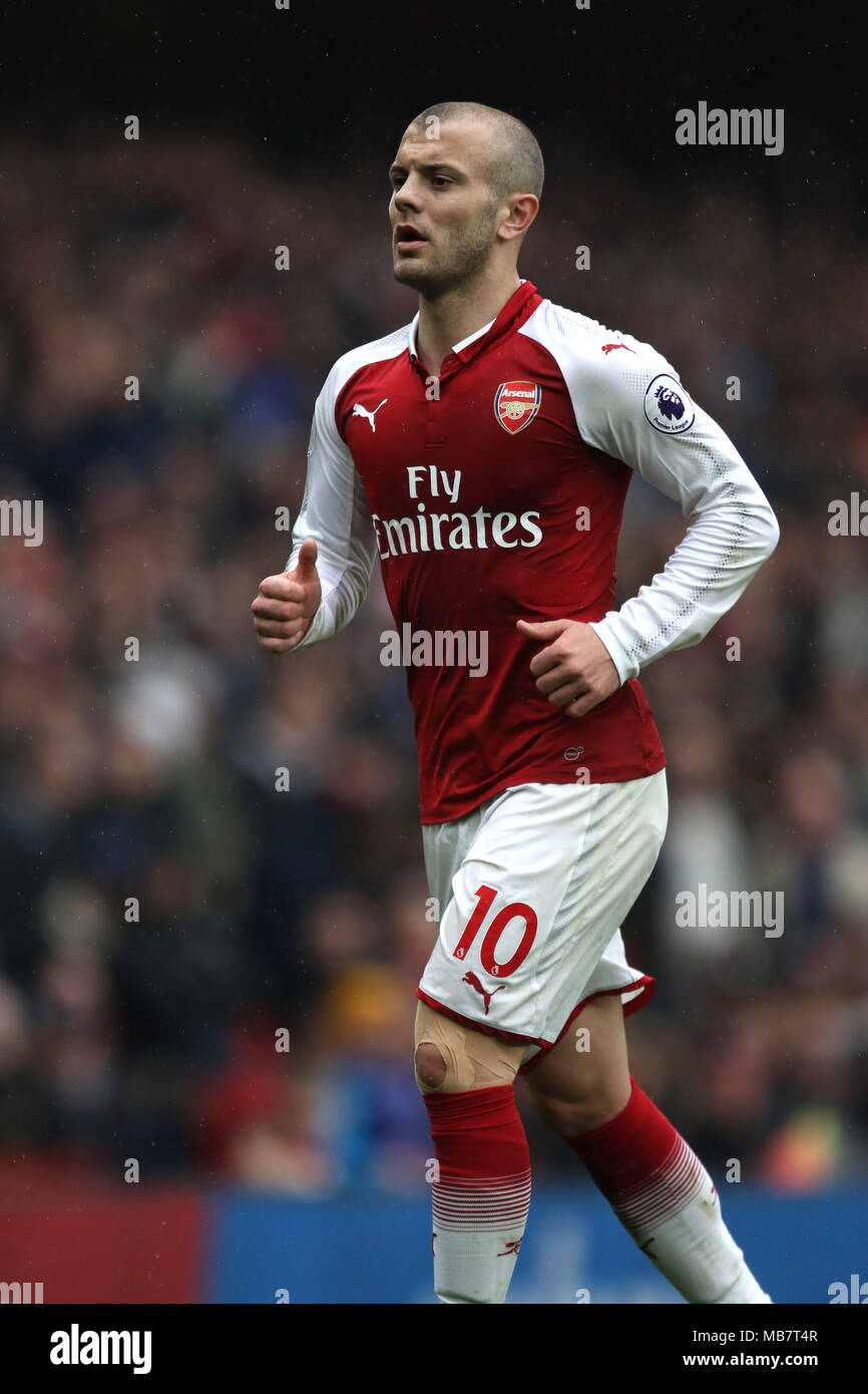 Londra, Regno Unito. 8 apr, 2018. Jack Wilshere (A) all'Arsenal v Southampton English Premier League, presso l'Emirates Stadium di Londra il 8 aprile 2018. * * Questa foto è per il solo uso editoriale** Credito: Paolo Marriott/Alamy Live News Foto Stock