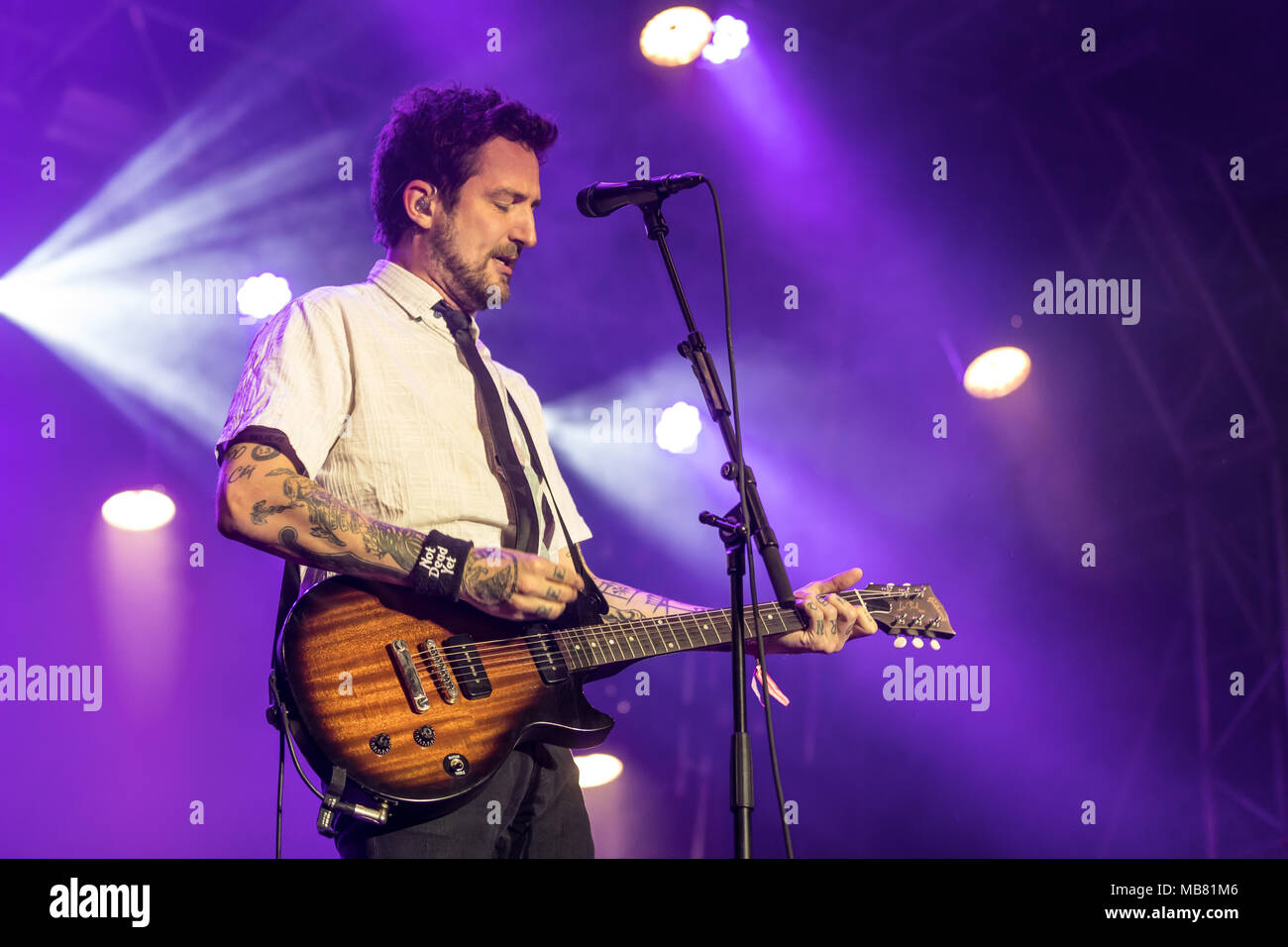 Il musicista britannico Frank Turner & The Sleeping anime vivono al ventisettesimo Heitere Open air di Zofingen Argovia, Svizzera Foto Stock