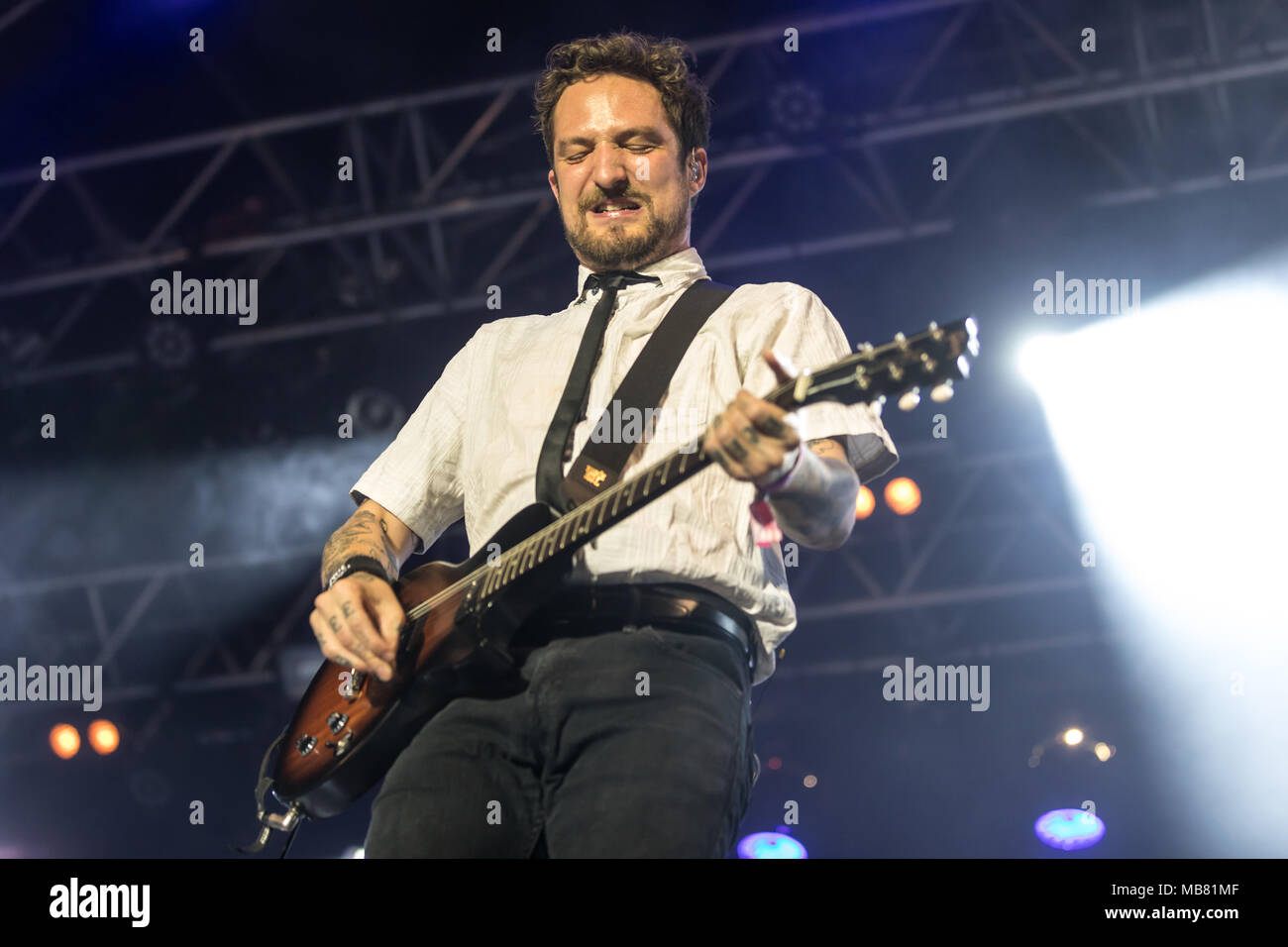 Il musicista britannico Frank Turner & The Sleeping anime vivono al ventisettesimo Heitere Open air di Zofingen Argovia, Svizzera Foto Stock