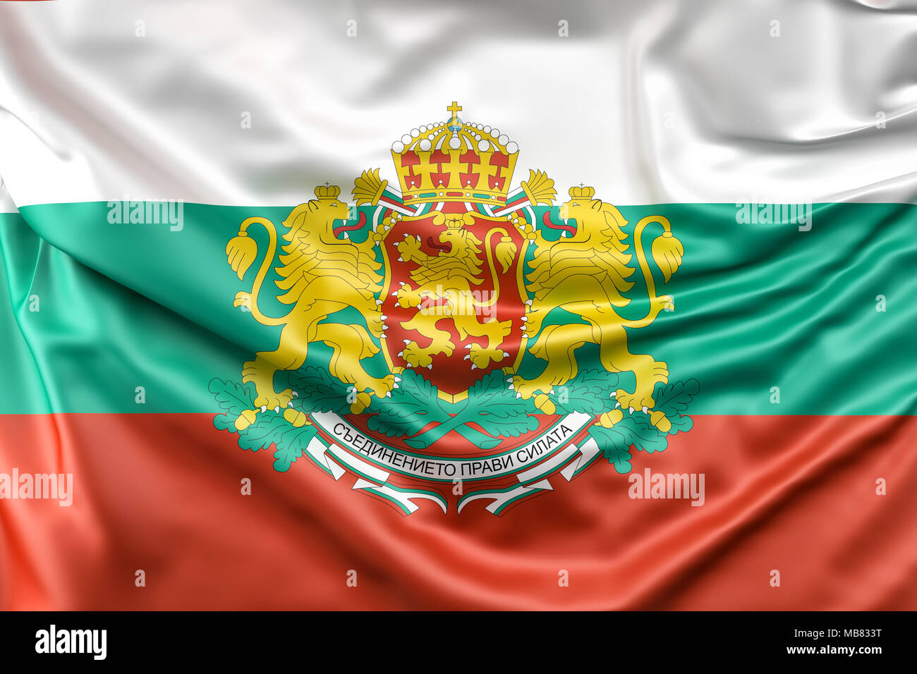 Bandiera della Bulgaria con stemma Foto Stock