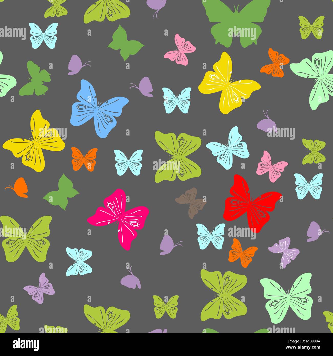 Vector seamless coloratissime farfalle pattern. eps 10 . Sfondo nero Illustrazione Vettoriale