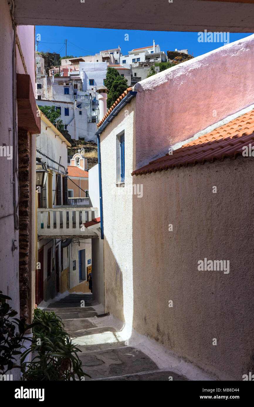 Vicolo in Ioulida village, Kea Island, Grecce Foto Stock