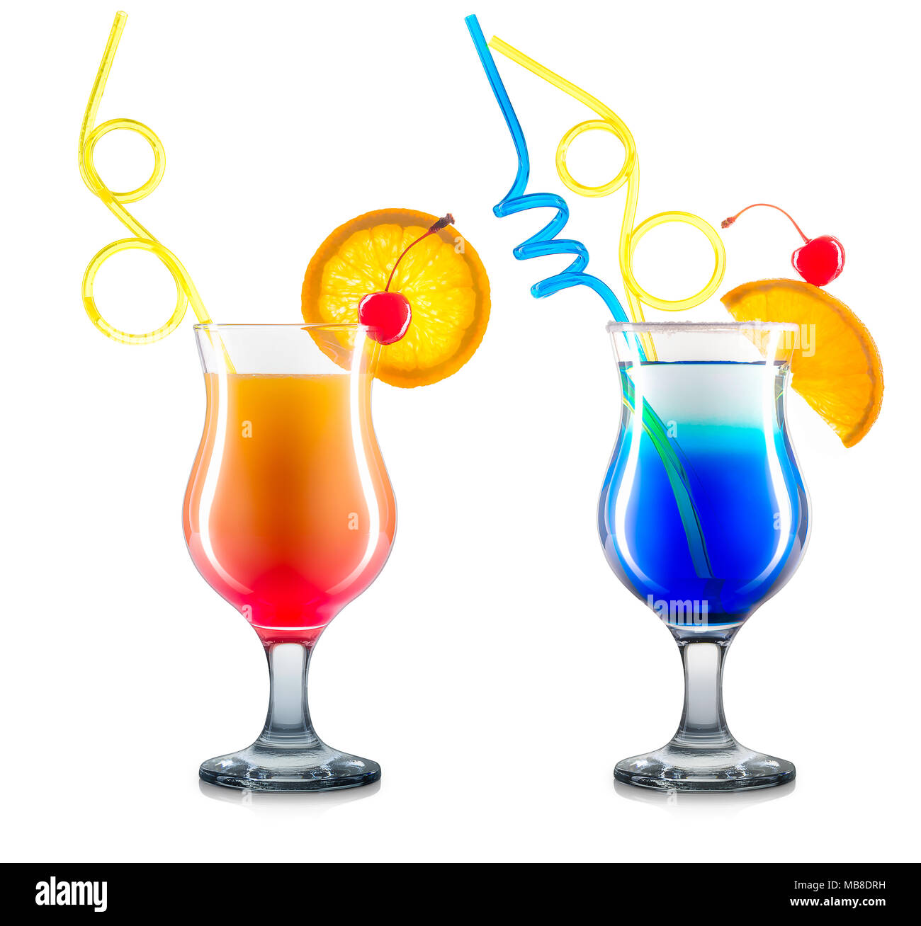 Serie di cocktail isolati su sfondo bianco Foto Stock