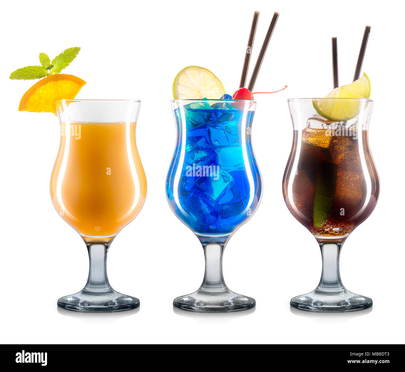 Serie di cocktail isolati su sfondo bianco Foto Stock