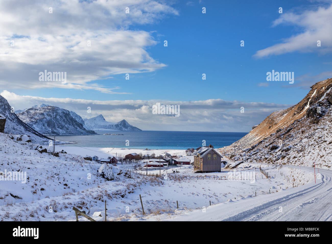 Isole Lofoten in Norvegia, 03-11-2018, mare fjord Foto Stock