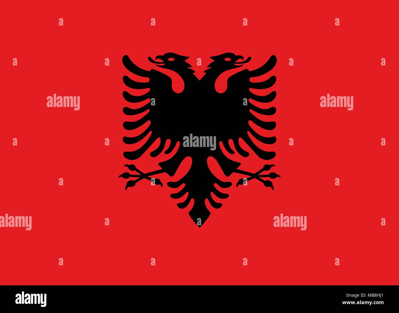 Bandiera dell'Albania i colori ufficiali e proporzioni immagine vettoriale Illustrazione Vettoriale